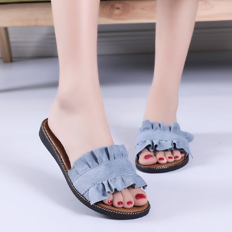 Lace Charm Flat Heel Slippers
