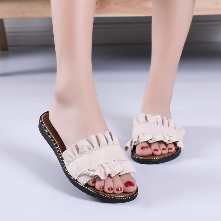 Lace Charm Flat Heel Slippers